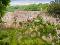 Picturesque view of Sorano, tuff mediaeval village in Tuscany, Italy