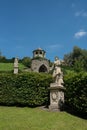 Picturesque view of the statues in the garden of Belvoir Castle in Grantham, United Kingdom