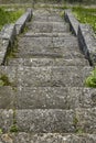 Picturesque View Of Stone Steps Of Stairs In Park. Old Stone Staircase Leading Down. Upward Movement.