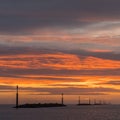 Picturesque view of a stunning tranquil sunrise sky over the Sea Palling