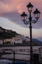 Picturesque view at sunset. Amalfi. Campania. Italy Royalty Free Stock Photo