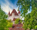 Picturesque view of Thun Castle in the city of Thun, canton of Bern, Switzerland
