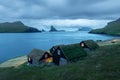 Picturesque view of tradicional faroese grass-covered houses