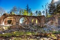 Dodiani Forest Park, ruins of summer palace of Dodiani resedence on the hills near wooded Okatse Canyon, Georgia