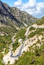 Picturesque views of mountains, mountain gorge and serpentine road in the mountainous region of Faraya. Republic of Lebanon