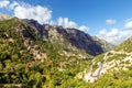 Picturesque views of mountains, mountain gorge and serpentine road in the mountainous region of Faraya. Republic of Lebanon