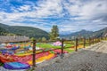 The picturesque village of Chamois, in Val D`Aosta, Italy with the area dedicated to children`s games. Its peculiarity is that ca Royalty Free Stock Photo