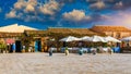 The picturesque village of Marzamemi, in the province of Syracuse, Sicily. Square of Marzamemi, a small fishing village, Siracusa Royalty Free Stock Photo