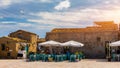 The picturesque village of Marzamemi, in the province of Syracuse, Sicily. Square of Marzamemi, a small fishing village, Siracusa Royalty Free Stock Photo