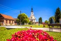 Picturesque village of Peteranec church and street view Royalty Free Stock Photo