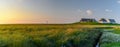 Picturesque village and unique natural landscape of the North Sea Coast on small island of the coast `hallig` at North Frisia, Sc Royalty Free Stock Photo