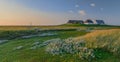 Picturesque village and unique natural landscape of the North Sea Coast on small island of the coast `hallig` at North Frisia, Sch Royalty Free Stock Photo