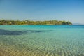 Peaceful picturesque vivid tropic landscape sea bay clean water main land coast line with lonely cottage apartment for summer