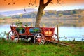 Picturesque wagon autumn beautiful lakeside