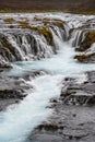 Picturesque waterfall Bruarfoss autumn view. Season changing in southern Highlands of Iceland Royalty Free Stock Photo