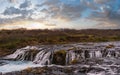 Picturesque waterfall Bruarfoss autumn view. Season changing in southern Highlands of Iceland