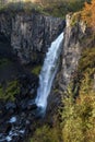 Picturesque waterfall Hundafoss autumn view, Skaftafell National Park, Iceland Royalty Free Stock Photo