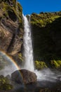 Picturesque waterfall Kvernufoss autumn view, southwest Iceland