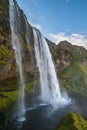 Picturesque waterfall Seljalandsfoss autumn view, southwest Iceland