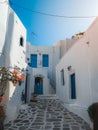 Picturesque white houses in Lefkes Paros Greece o Royalty Free Stock Photo