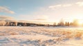 Winter Village: Scenic Images Of A Snowy Field In Rural Finland Royalty Free Stock Photo