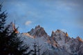 Picturesque Winter sunset in chamonix, view from the valley of chamonix.Haute Savoy, beautiful clouds over the peak of mon blanc Royalty Free Stock Photo