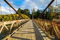 Picturesque wooden suspension bridge