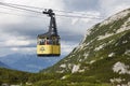 Picturesque yellow cable car in Dachstein mountain range. Austria