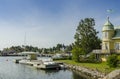 Picturesque yellow holliday houses ArkÃÂ¶sund Sweden Royalty Free Stock Photo