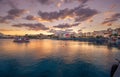 The pictursque port of Sitia, Crete, Greece at sunset. Royalty Free Stock Photo