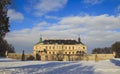 Pidhirtsi Castle in winter. Lviv region. Village Podgortsy.