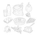 Pie Baking Ingredients Hand Drawn Realistic Sketches