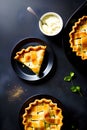 Pie on a black background georgian cuisine generated by ai Royalty Free Stock Photo