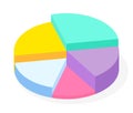 Colorful vector 3d pie diagram, pie chart, digital marketing, round infochart, infograph, statistics