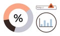 Analytics Concept with Pie Chart and Bar Graph Highlighting Cybersecurity Alert Royalty Free Stock Photo