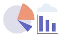 Pie Chart and Bar Graph with Cloud Element for Data Visualization and Business Analytics Royalty Free Stock Photo