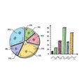 Pie chart and bar graph data visualization illustration Royalty Free Stock Photo