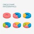 Pie Chart, Circle, Infographics Elements 3D Vector Flat Design, Full Color, Set Royalty Free Stock Photo