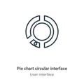 Pie chart circular interface outline vector icon. Thin line black pie chart circular interface icon, flat vector simple element