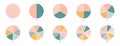 Pie Chart Color Icons. Segment Slice Sign. Circle Section Graph. 1,2,3,4,5 Segment Infographic. Wheel Round Diagram Part