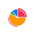 Pie chart colorful icon, vector flat sign.