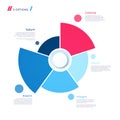 Pie chart concept with 5 parts. Vector template for web, present