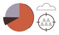 Data Analysis with Pie Chart, Cloud Storage, and Target Audience Concept Royalty Free Stock Photo