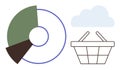 Business Analytics and Cloud Integration Concept with Pie Chart and Shopping Basket Royalty Free Stock Photo