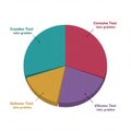 A pie chart divided into four colored segments: turquoise, red, yellow, and purple. Each Royalty Free Stock Photo
