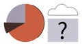 Pie Chart and Cloud Database with Question Mark Indicating Data Analysis Uncertainty Royalty Free Stock Photo
