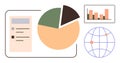 Data Visualization with Pie Chart, Bar Graph, and Global Connections Concept Royalty Free Stock Photo