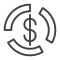 Pie chart dollar line icon