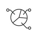 Pie chart explanation, icon in line design. Pie, chart, explanation, data, analysis, segments, percentage on white