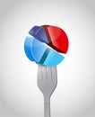 Pie chart and fork illustration design Royalty Free Stock Photo